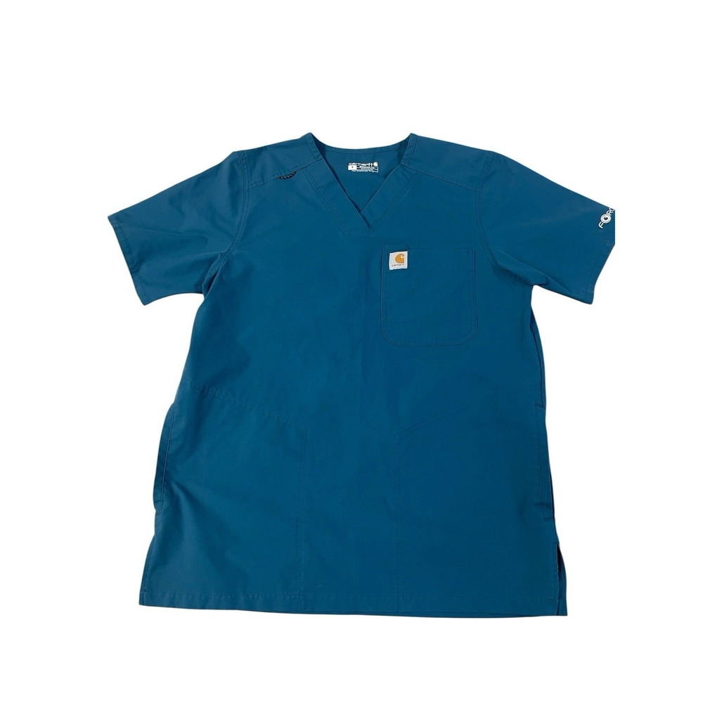 Carhartt Womens Force Multi Pocket V-Neck Scrub‎ Modern Fit Stretch Top Sz SM